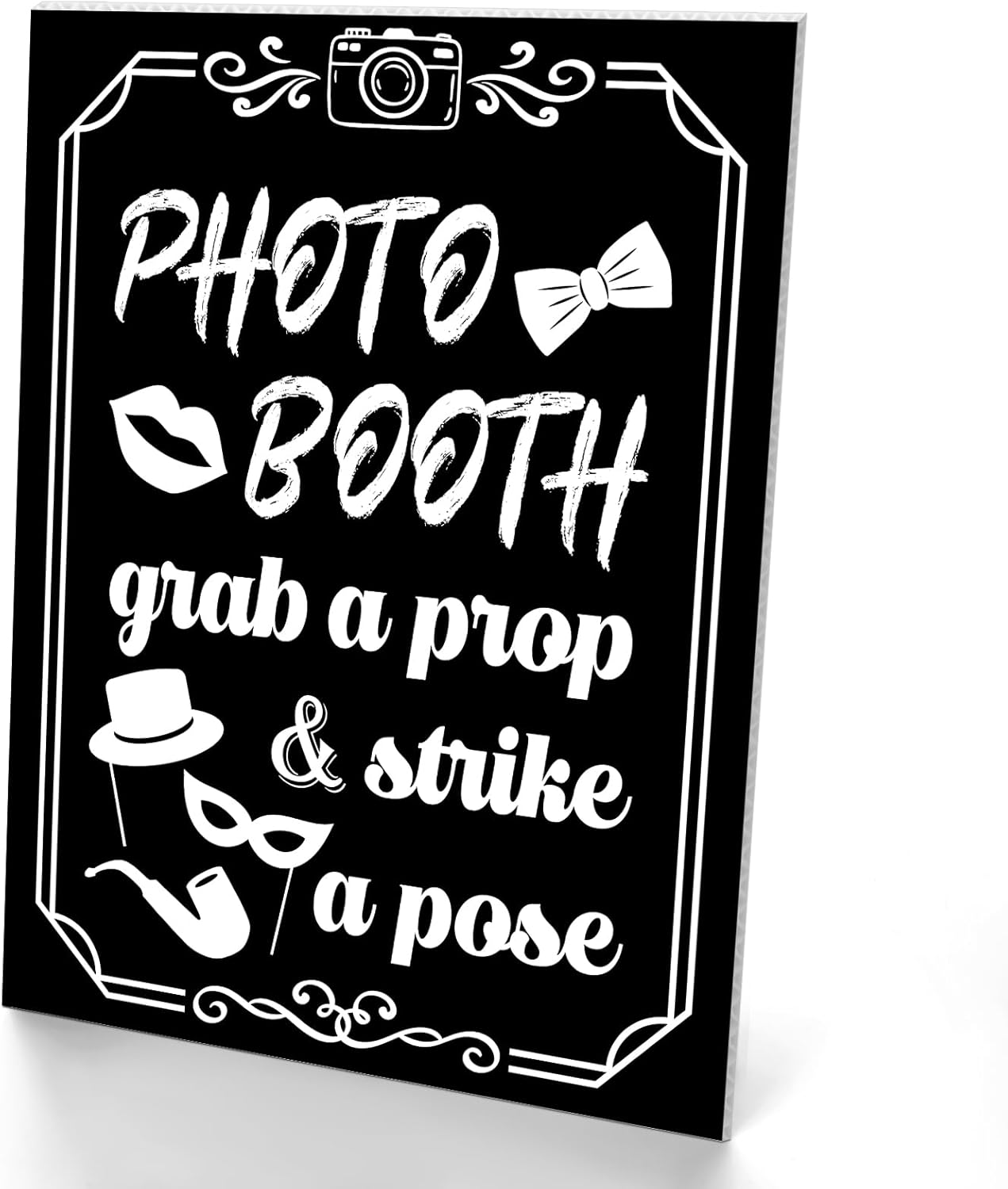 Photo Booth Sign with Stand Classic Retro Party Prop