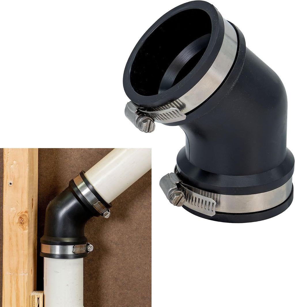 Fernco Qwik Ell 2 in. Hub 45-Degree Flexible PVC Elbow Fitting Connector for DWV