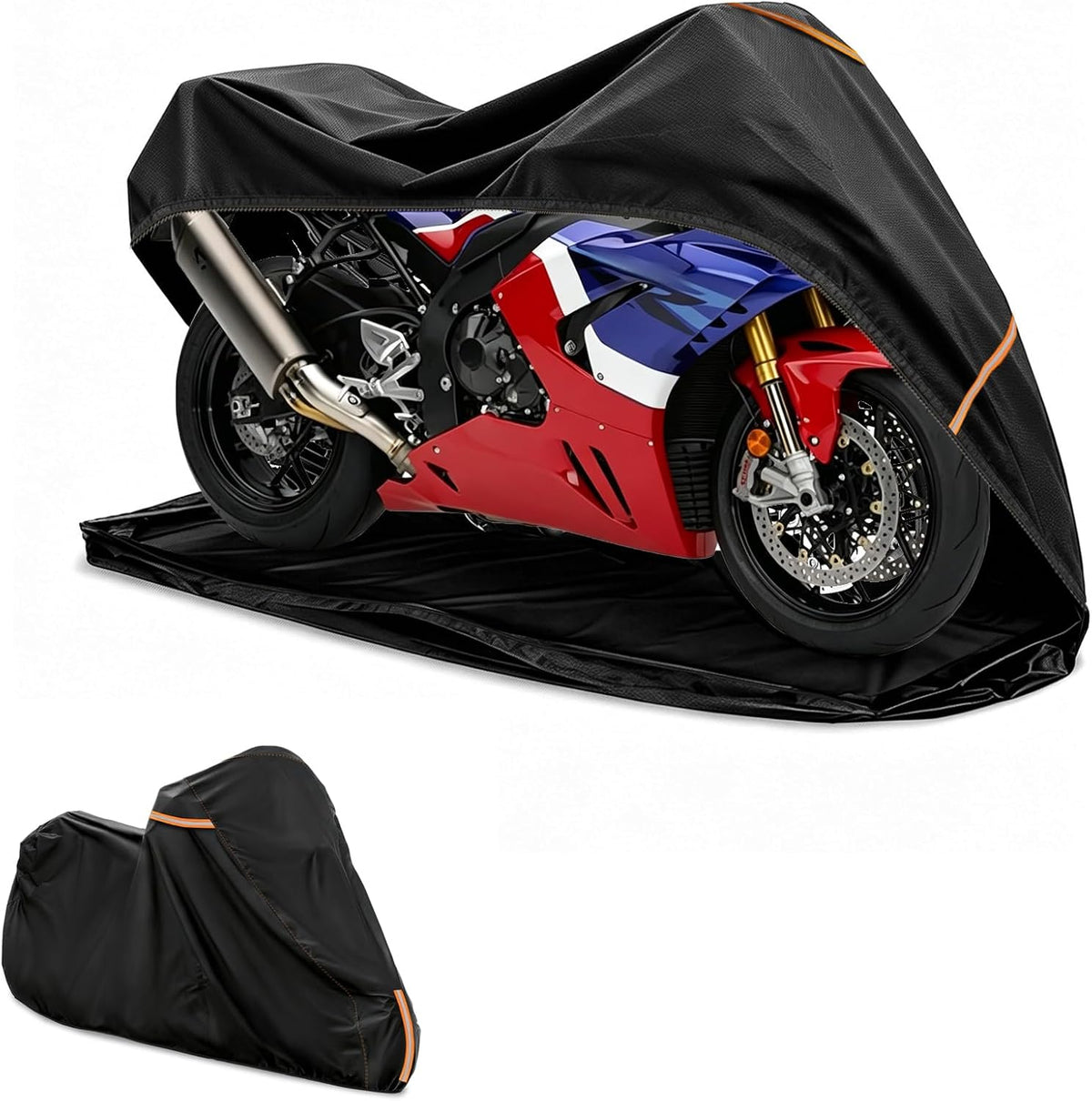 Full Enclosed Motorcycle Cover Waterproof,Heavy Duty 600D Oxford Outdoor Indoor Motorcycle Full Cover with All-Round