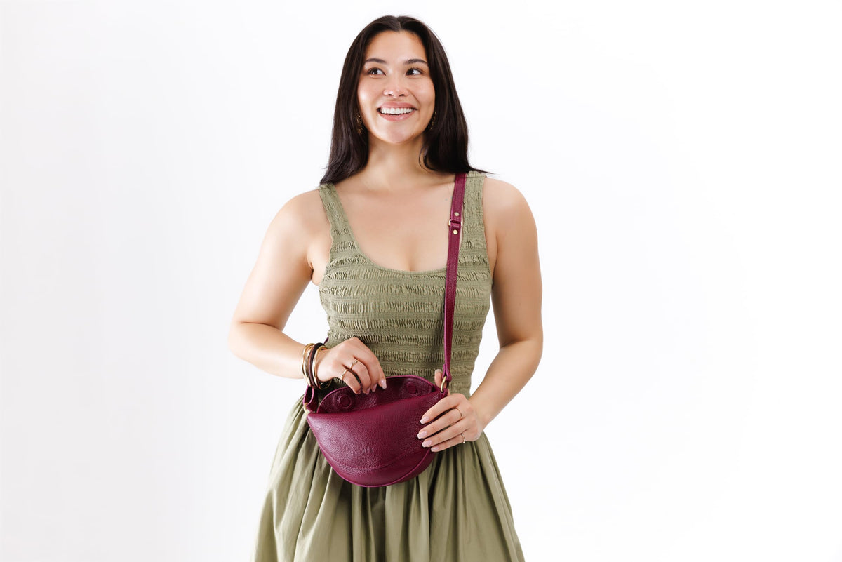 Koala Sling Bag - Full-Grain Leather, Orchid, Large