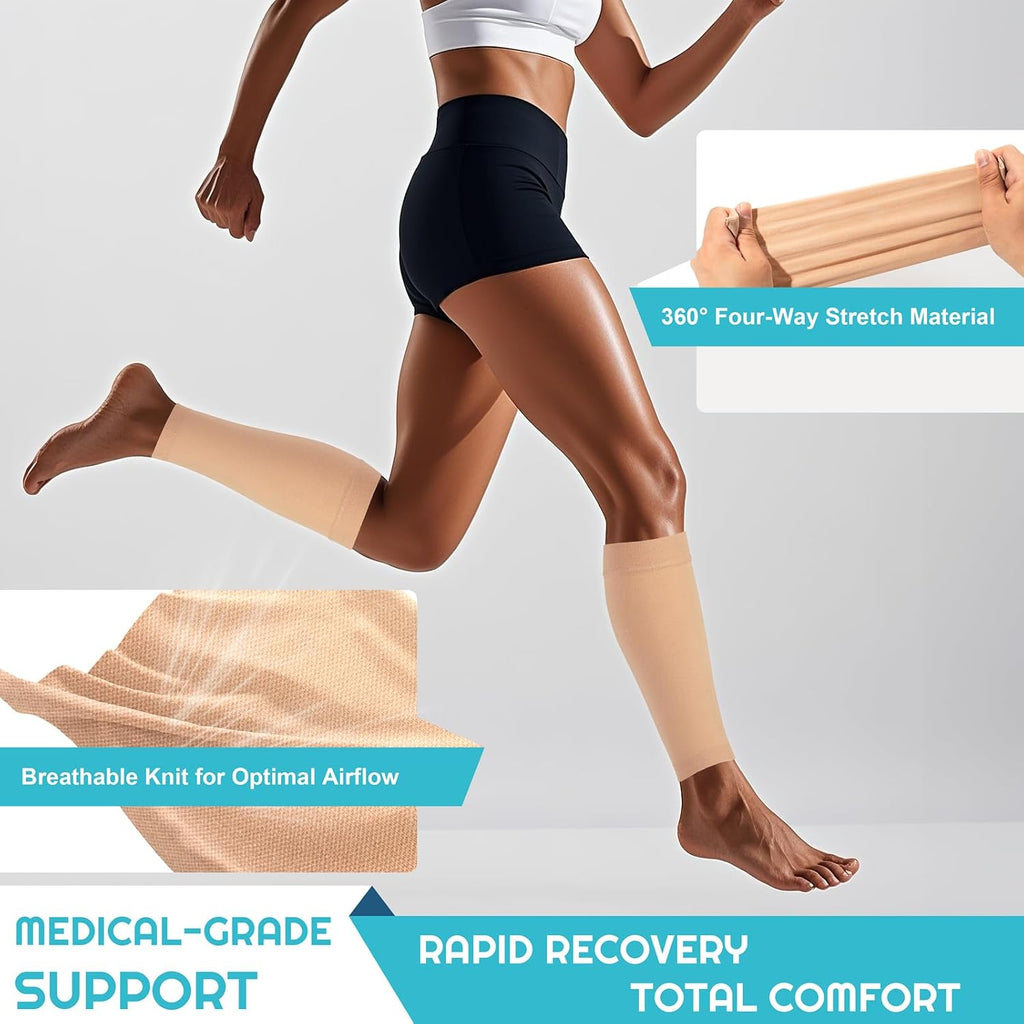 2 Pairs Calf Compression Sleeves Men&Women 20-30mmHg Medical Shin Splint for Leg Surpport Relief Pain Varicose Veins