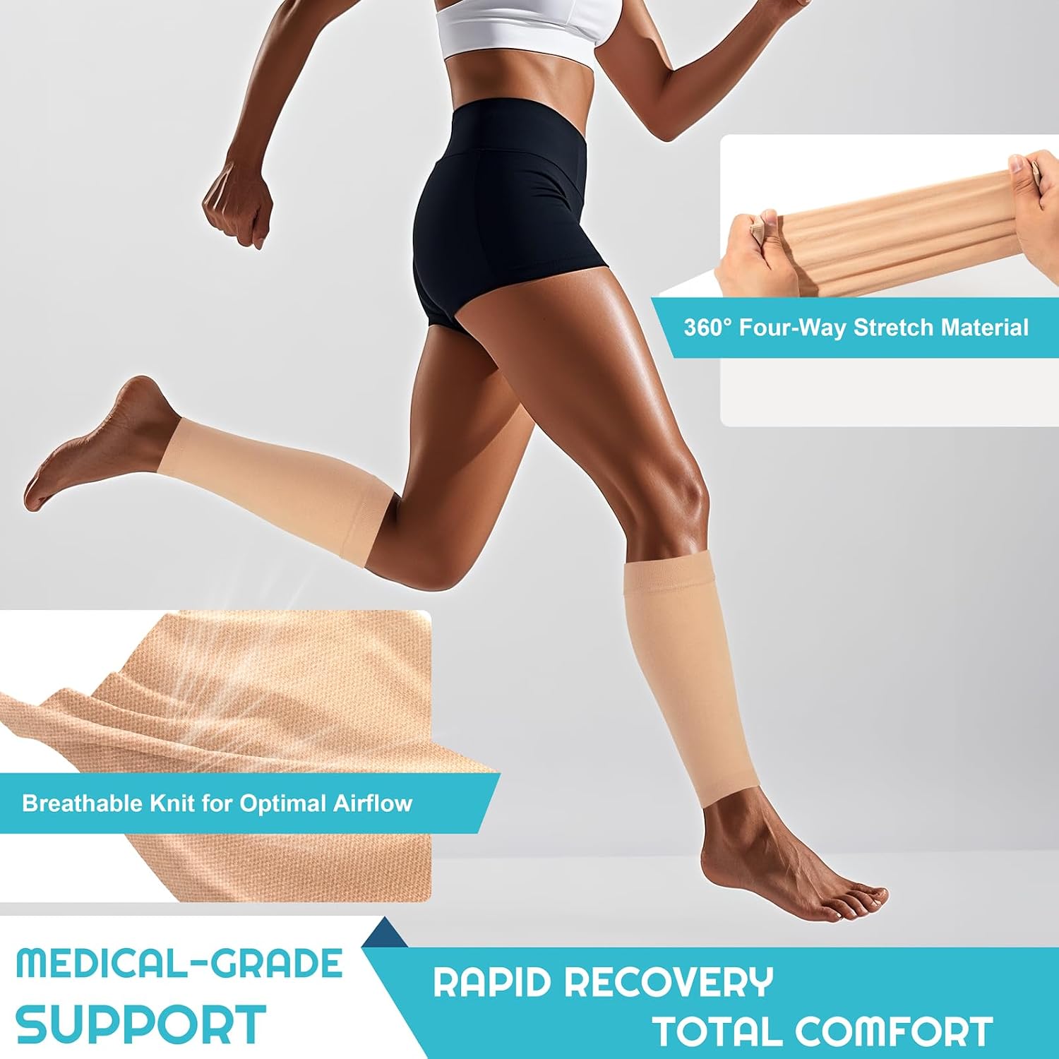 2 Pairs Calf Compression Sleeves Men&Women 20-30mmHg Medical Shin Splint for Leg Surpport Relief Pain Varicose Veins