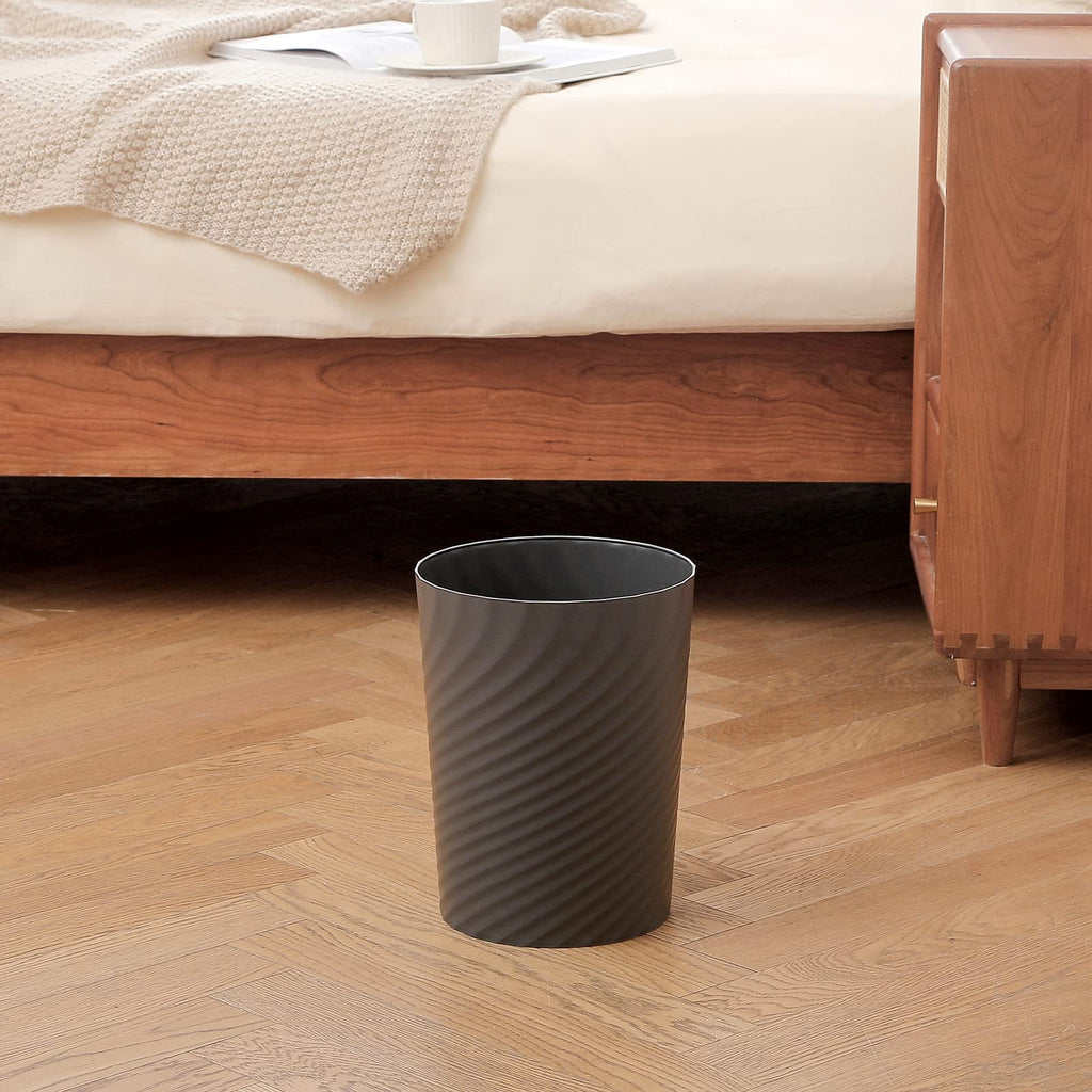 Plastic Small Bathroom Trash Can Wastebasket Garbage Can, Dark Grey, 3 Pack