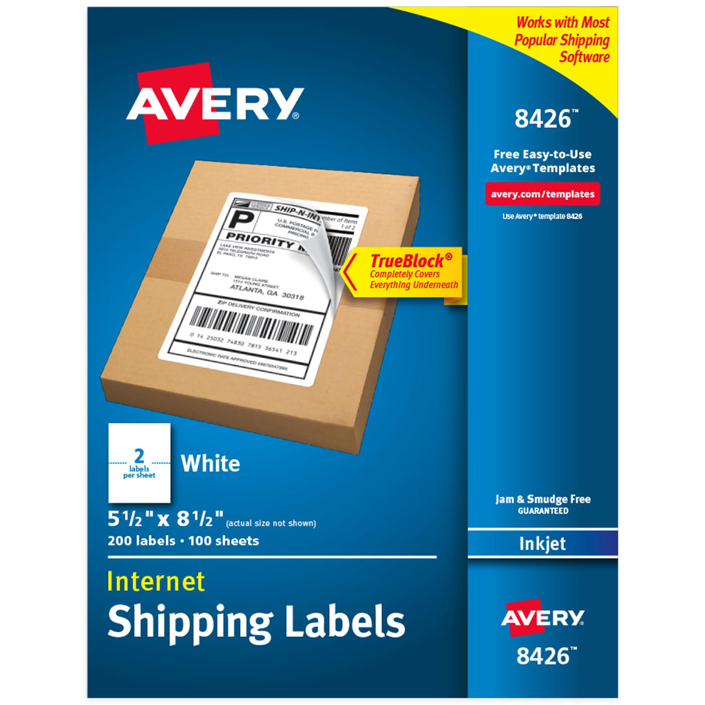 Printable Shipping Labels, 5.5" x 8.5" Customizable Stickers, White, 200 Blank Mailing Labels, Great for Mailing