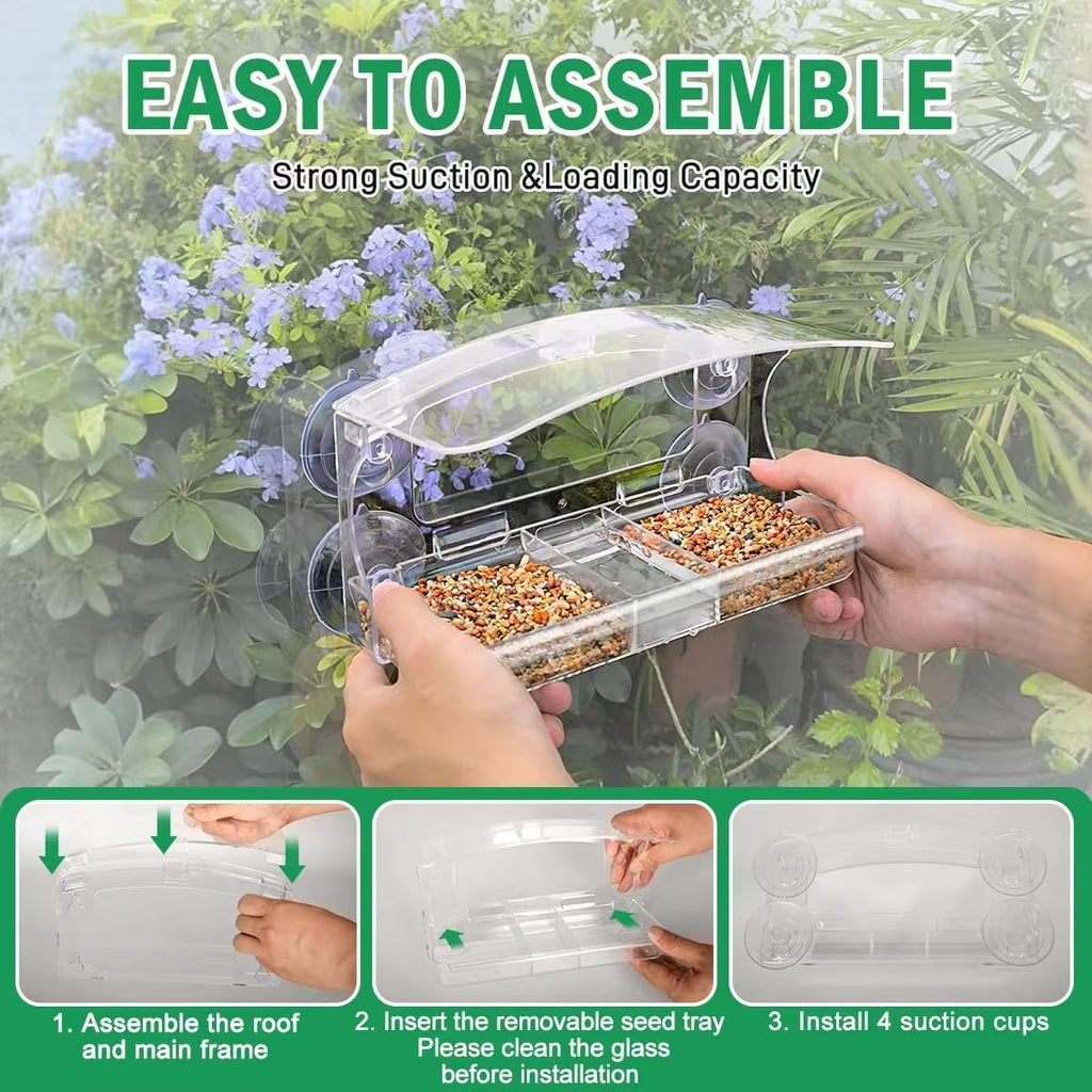 Window Bird Feeder with 4 Strong Suction Cups