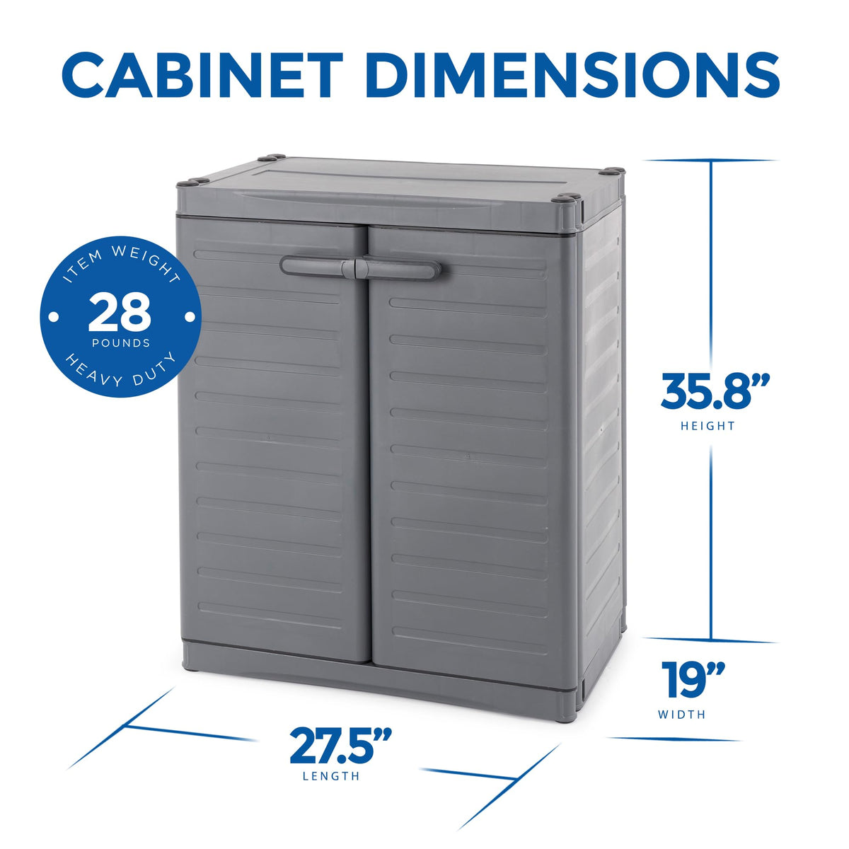 MaxIt 2-Shelf Lockable Utility Storage Base Cabinet, Gray