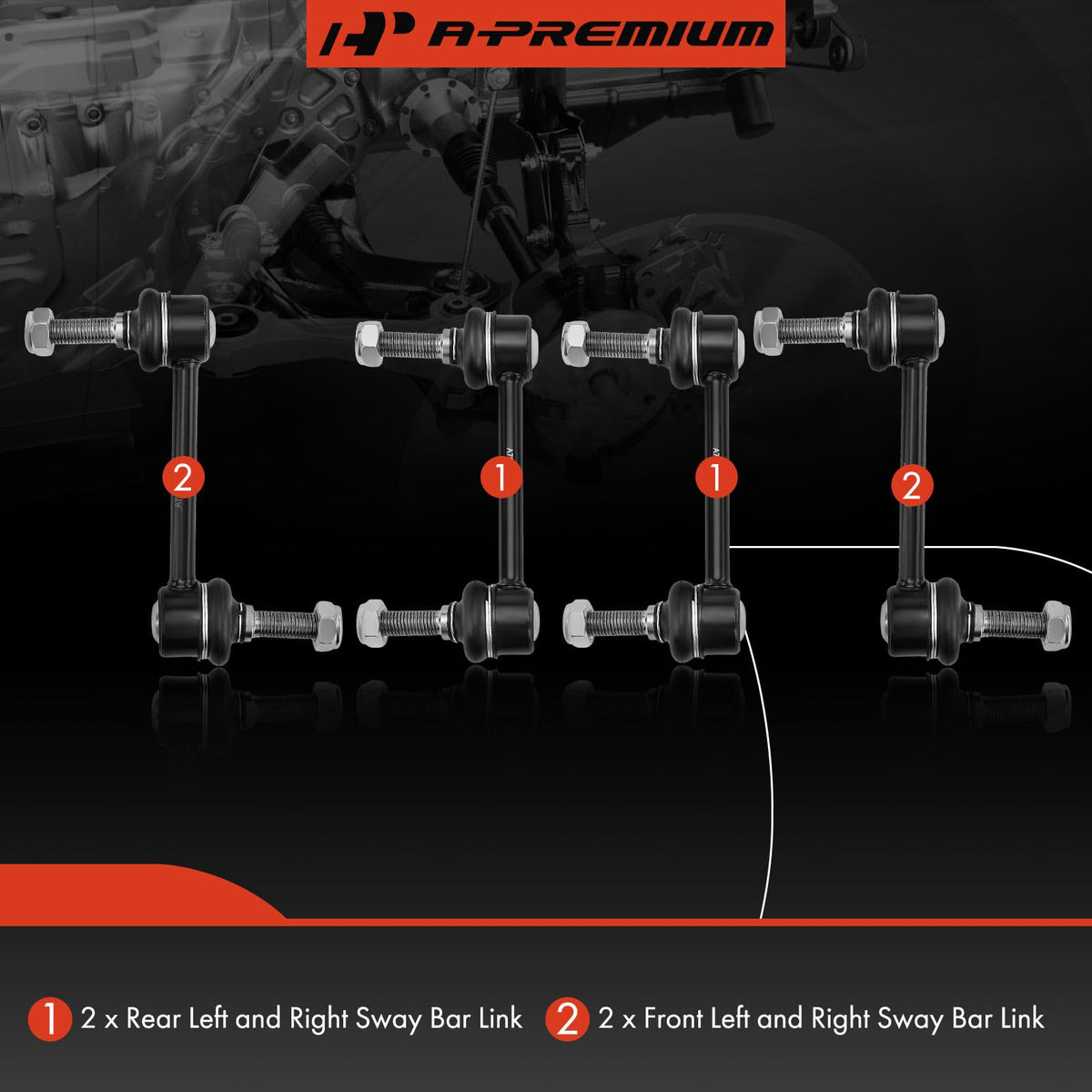 A-Premium Front and Rear Sway Bar Link Stabilizer Bar End Link Kit
