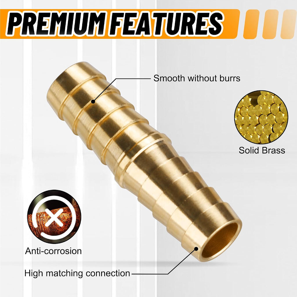 48PCS Brass Hose Barb Splicer Mender Fittings with Pipe Clamp
