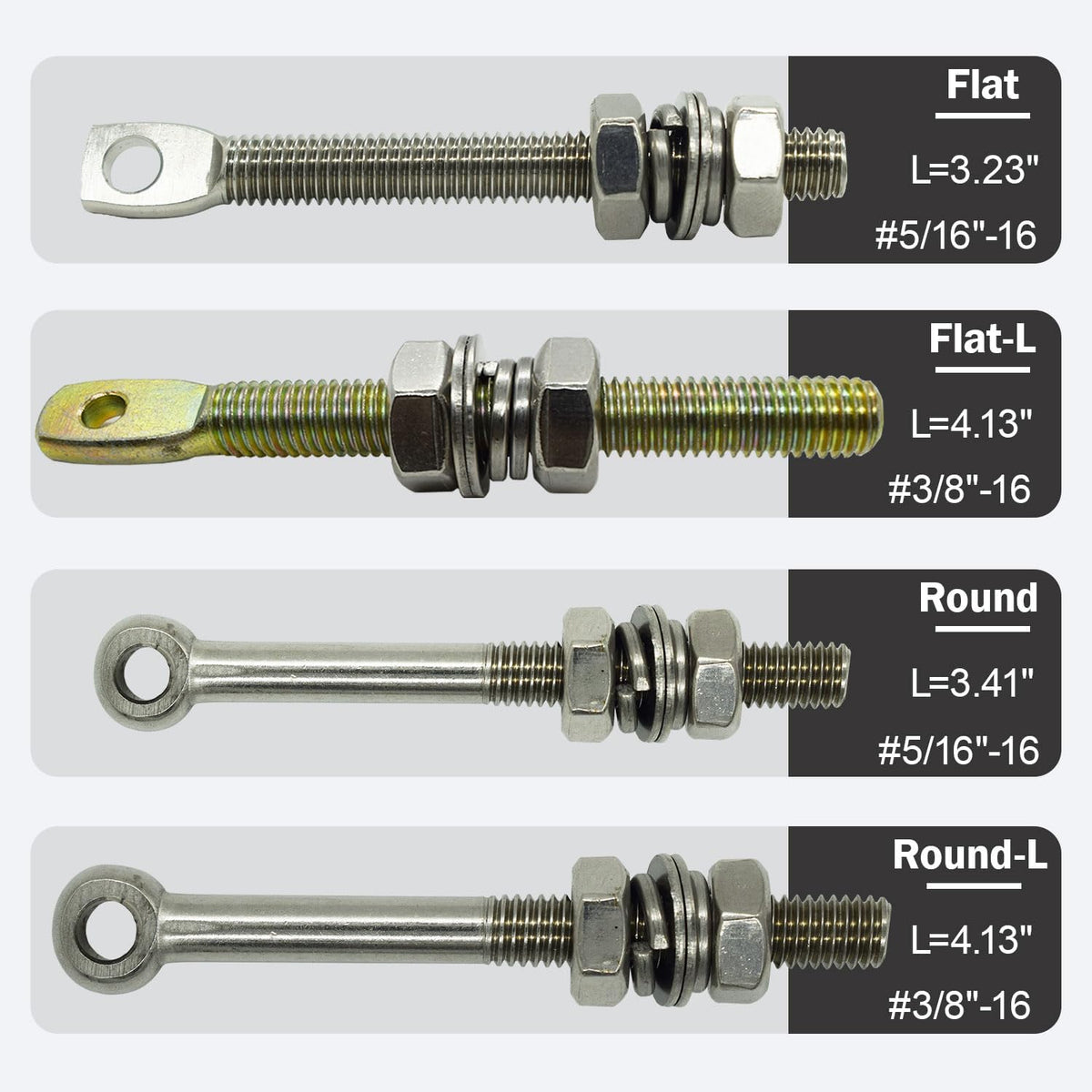 Automatic Gate Opener Tie Rod Chain Connection Hardware,Sliding Gate Roller Chain Bolt Tensioner Compatible with ANSI #40#41#428 (Flat, L)