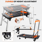 7in1 Multifunctional Portable Workbench with Large Wheels & Clamps