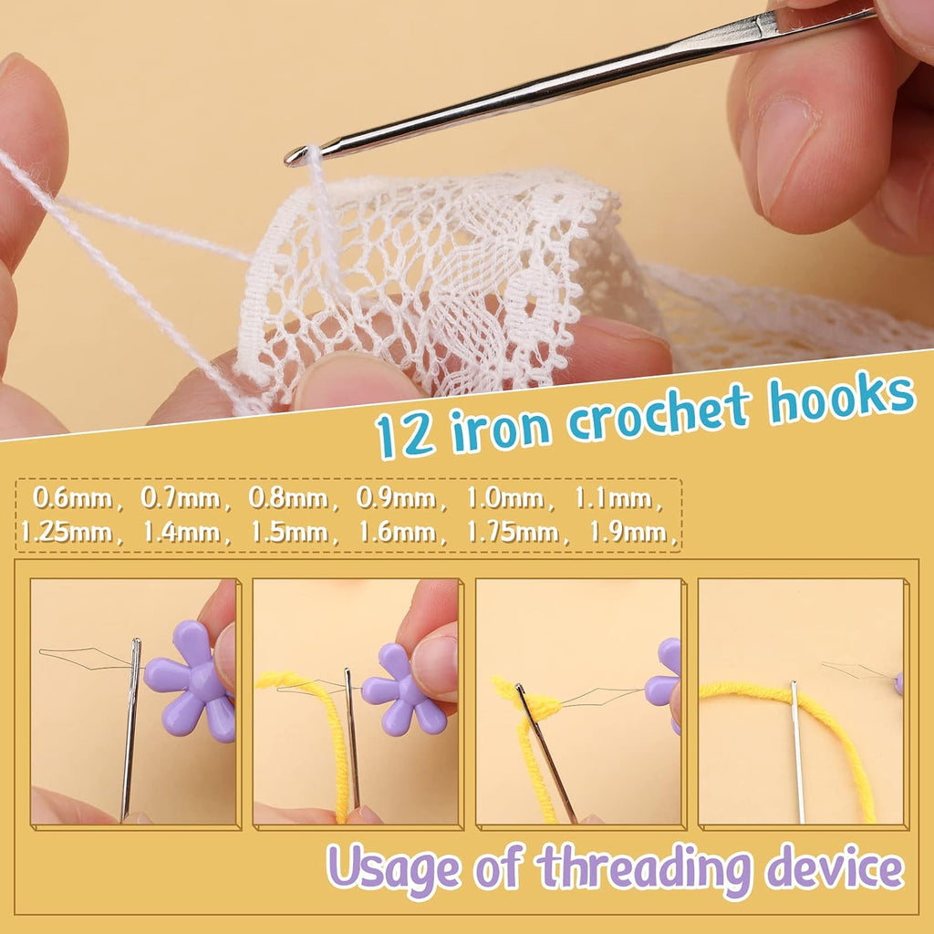 110 Pcs Crochet Hooks Set, Crochet Needles Set, Crochet Hooks Kit with Storage Case, Ergonomic Knitting Needles