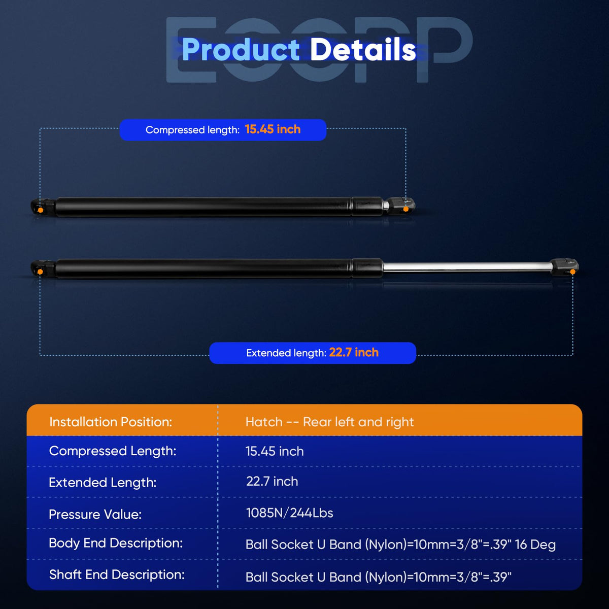 ECCPP Lift Support Struts Gas Springs for Cadillac for Escalade 2007-2014