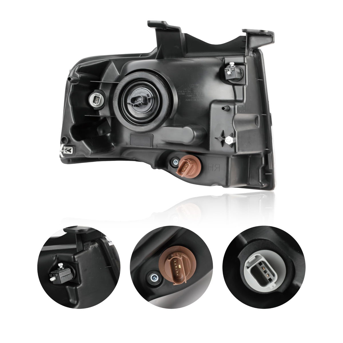 Pair Black Headlights Compatible with 2007-2014 Ford Expedition