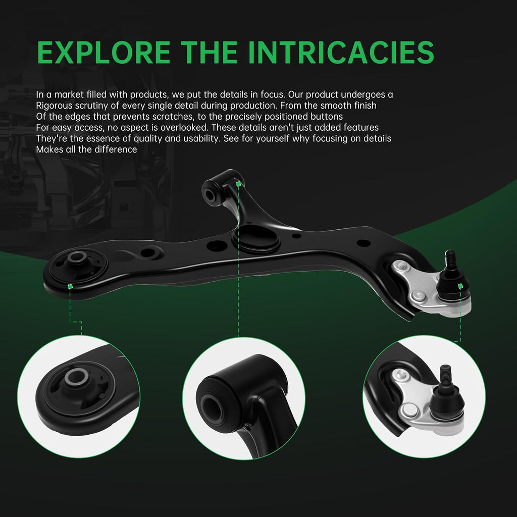 AUQDD 10Pc Front End Suspension Kit Fit For 2006-2018 To-yota RAV4, 2 Lower Control Arm w/Ball Joint 2 Sway Bar Link 4 Outer & Inner Tie Rod End (# K620586 K620587 K750043 EV800328 ES800053 ES800054)