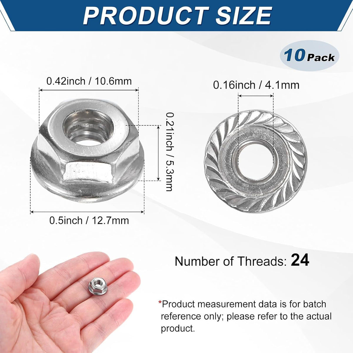 M METERXITY 10-Pack #10-24 Spindle Blade Nuts, Serrated Flange Hex Nuts