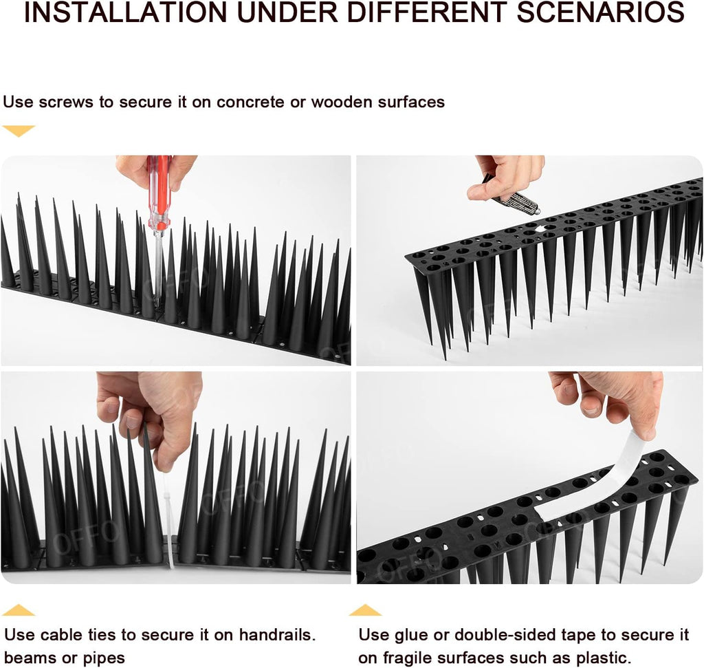 Bird Spikes Pigeon Outdoor Spikes for Cat Keep Birds Raccoon Woodpecker Away Covers 4 Feet(1.2m), Black