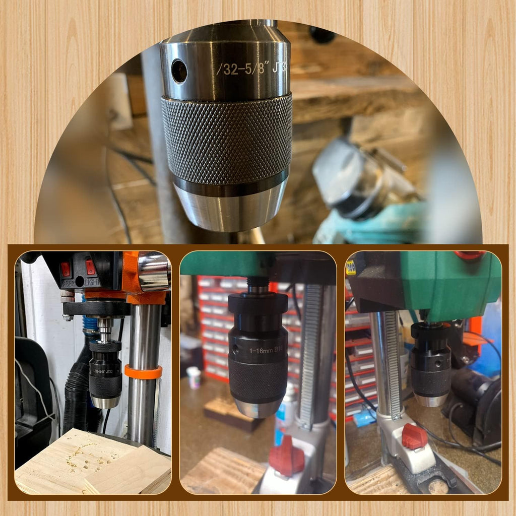 Heavy Duty MT2 Drill Press Chuck, 1/32"- 5/8" Keyless Drill Chuck JT33 Mount with Highly Precise MT2 Drill Chuck Arbor