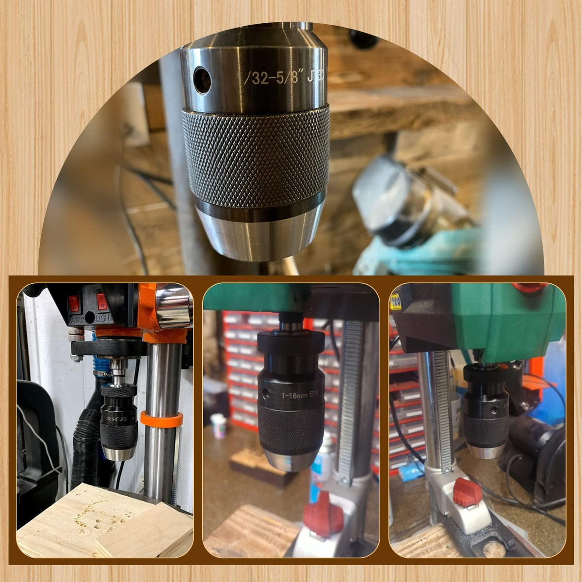 Heavy Duty MT2 Drill Press Chuck, 1/32"- 5/8" Keyless Drill Chuck JT33 Mount with Highly Precise MT2 Drill Chuck Arbor