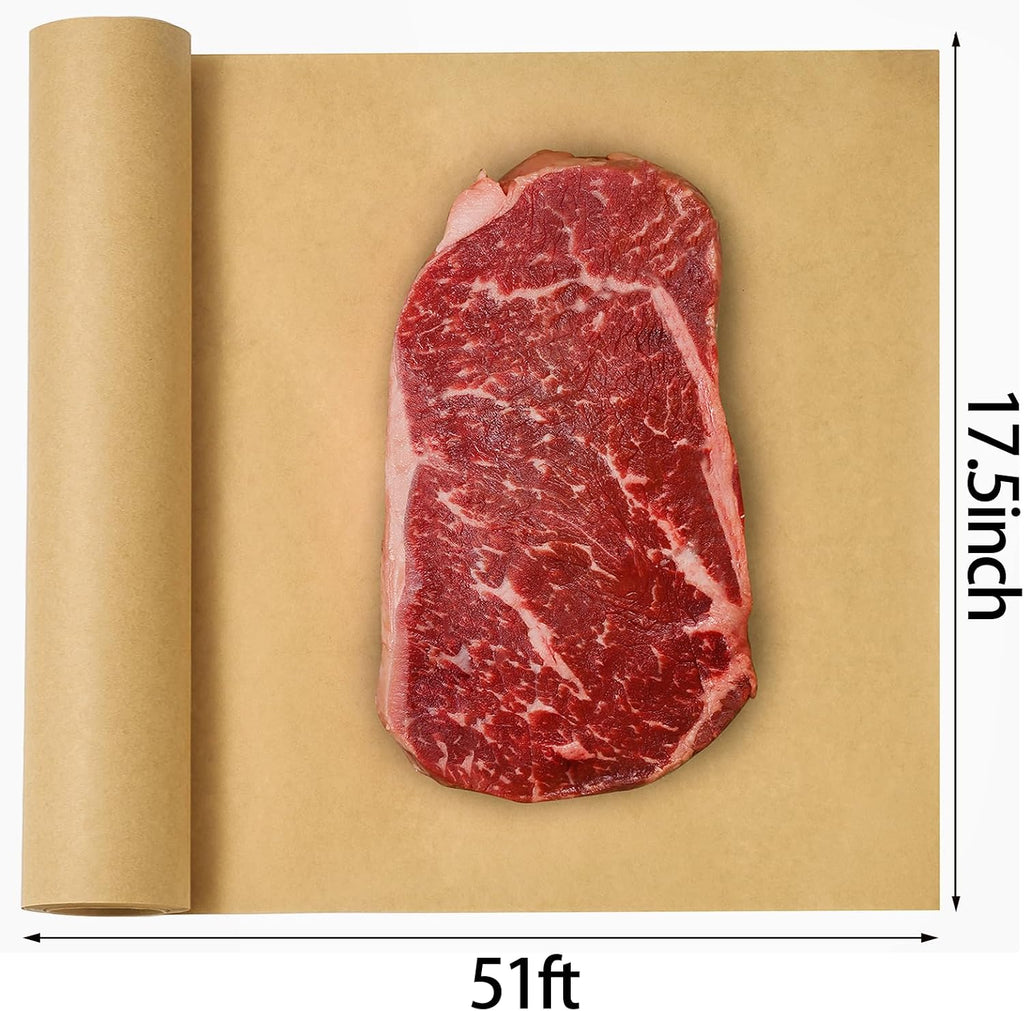 17.5” x 51’ Brown Butcher Paper Roll for Smoking Meat, BBQ, Grilling