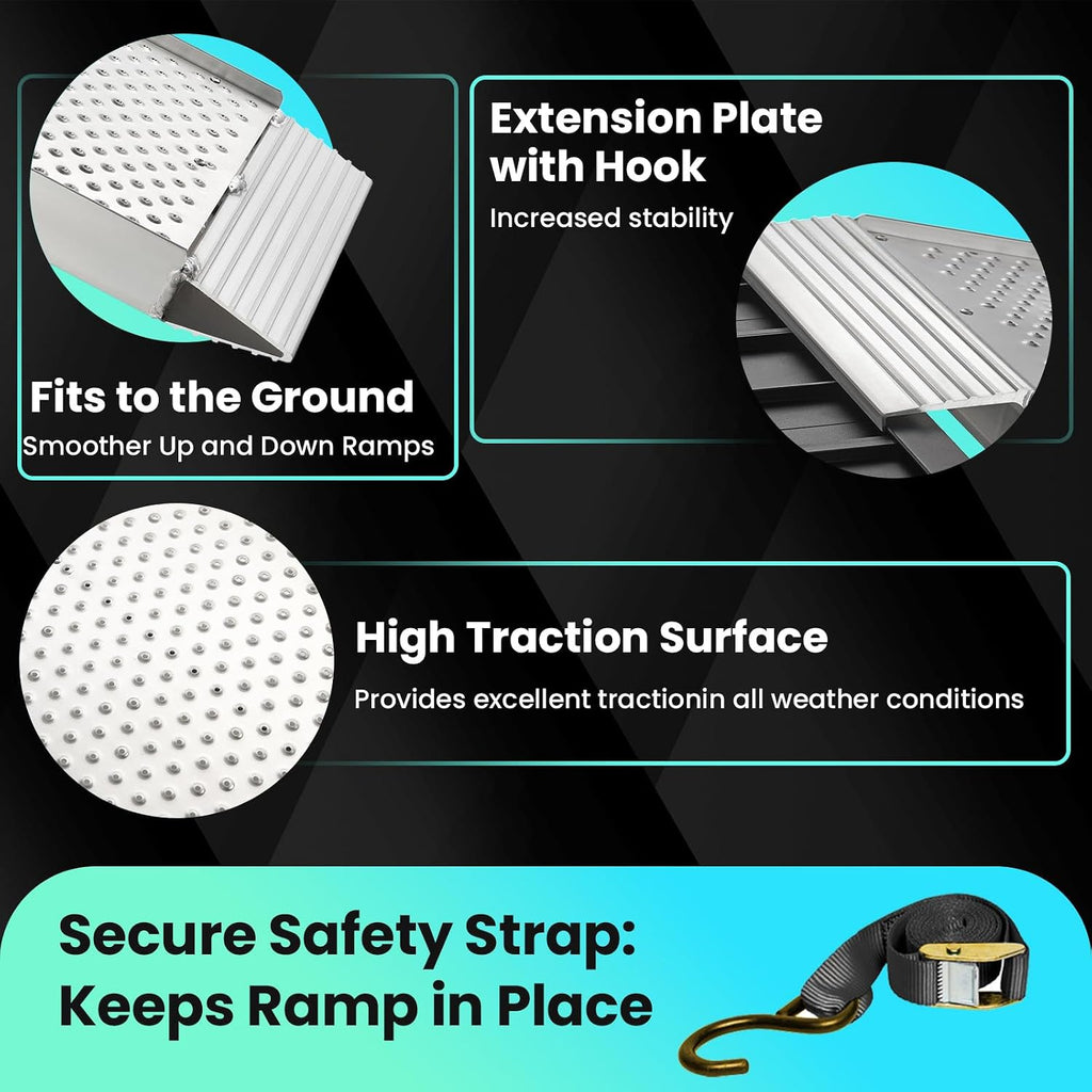 7.5FT Aluminum Truck Ramps, 1500lbs Capacity Folding Loading Ramps, 2 PCS Heavy Duty ATV Ramps for Pickup Trucks