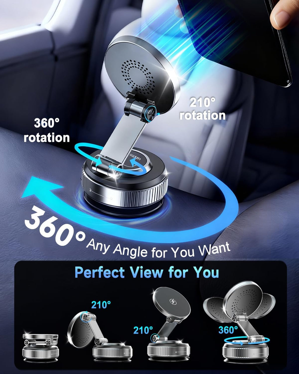 for MagSafe Car Mount Charger, 15W Fast Charging Magnetic Wireless Car Charger, Vacuum Magnetic Phone Holder [120LBS