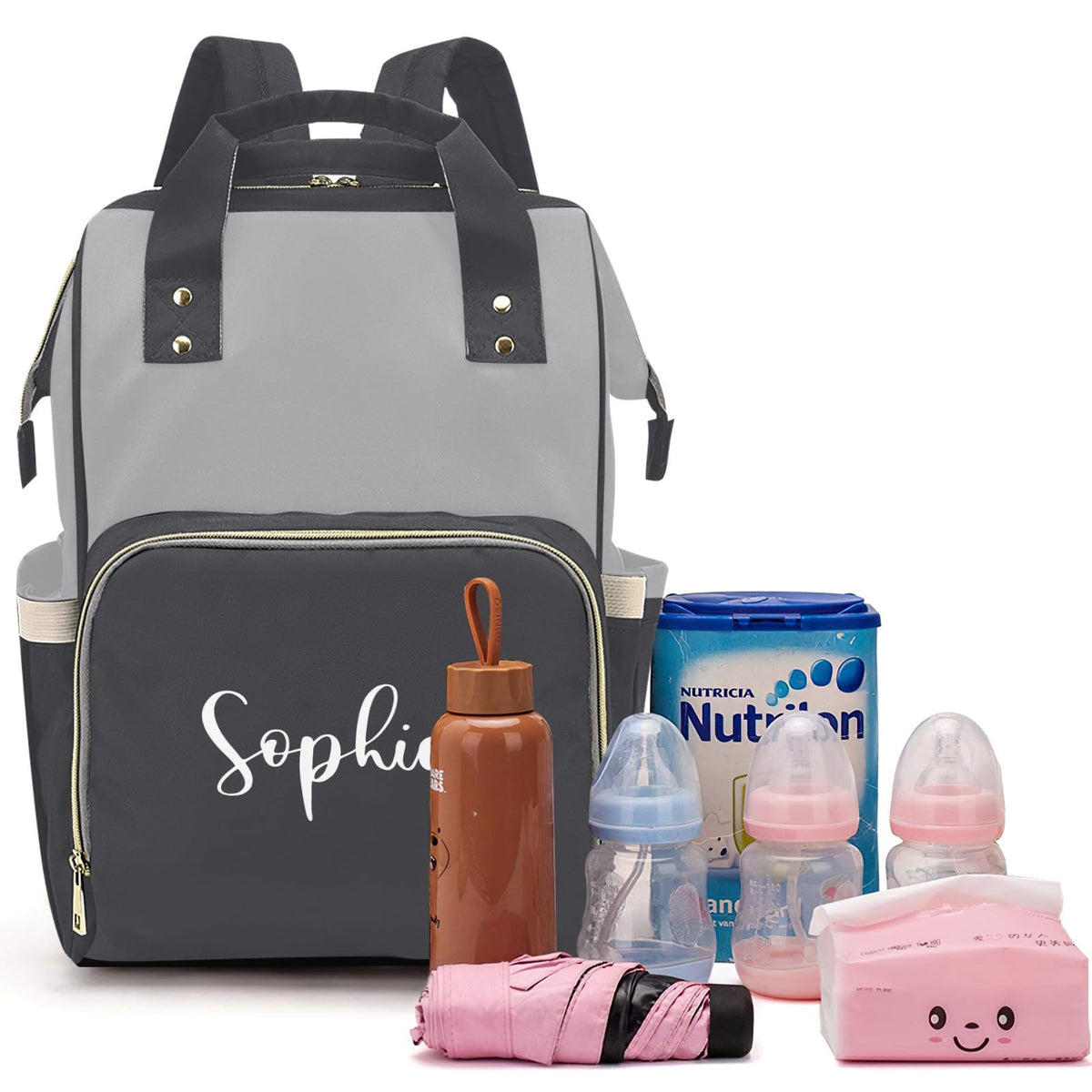 Custom Diaper Bag with Name Personalized Mommy Backpack