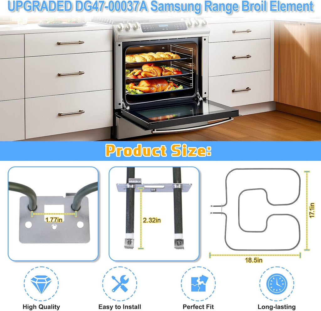 Upgraded DG47-00037A Range Broil Element Oven Heating Elements Compatible with Samsung Electric Freestanding Range Parts,DG47-00037A for Samsung Oven Baking Element Oven Coil Replacement Parts