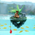 Aquarium Floating Island Decorations,Floating Fish Tank Decorations,Fisherman Aquarium Decor Island