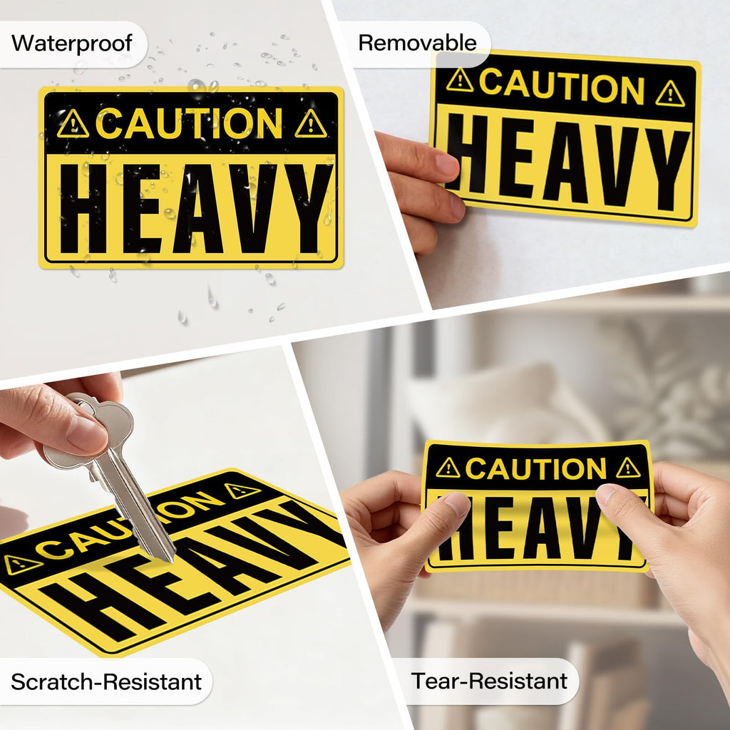 500 Pcs Caution Heavy Stickers 5" × 3" Shipping Warning Labels