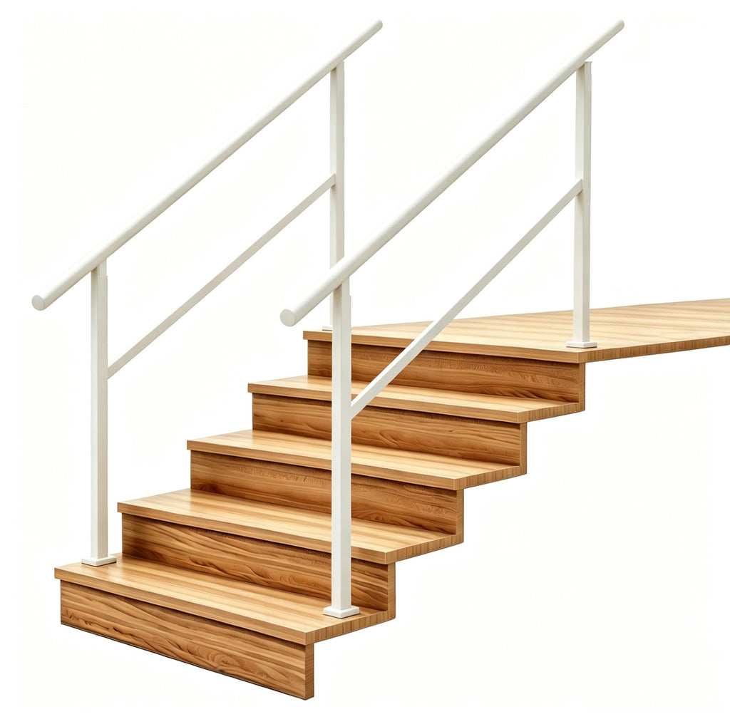 2 Pack Hand Rails for Outdoor Steps,5 Step White Railing Kit