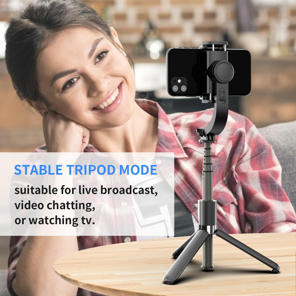 Gimbal Stabilizer for Smartphone ，with Retractable Selfie Stick and Tripod，1-Axis Multifunction Remote 360°Automatic