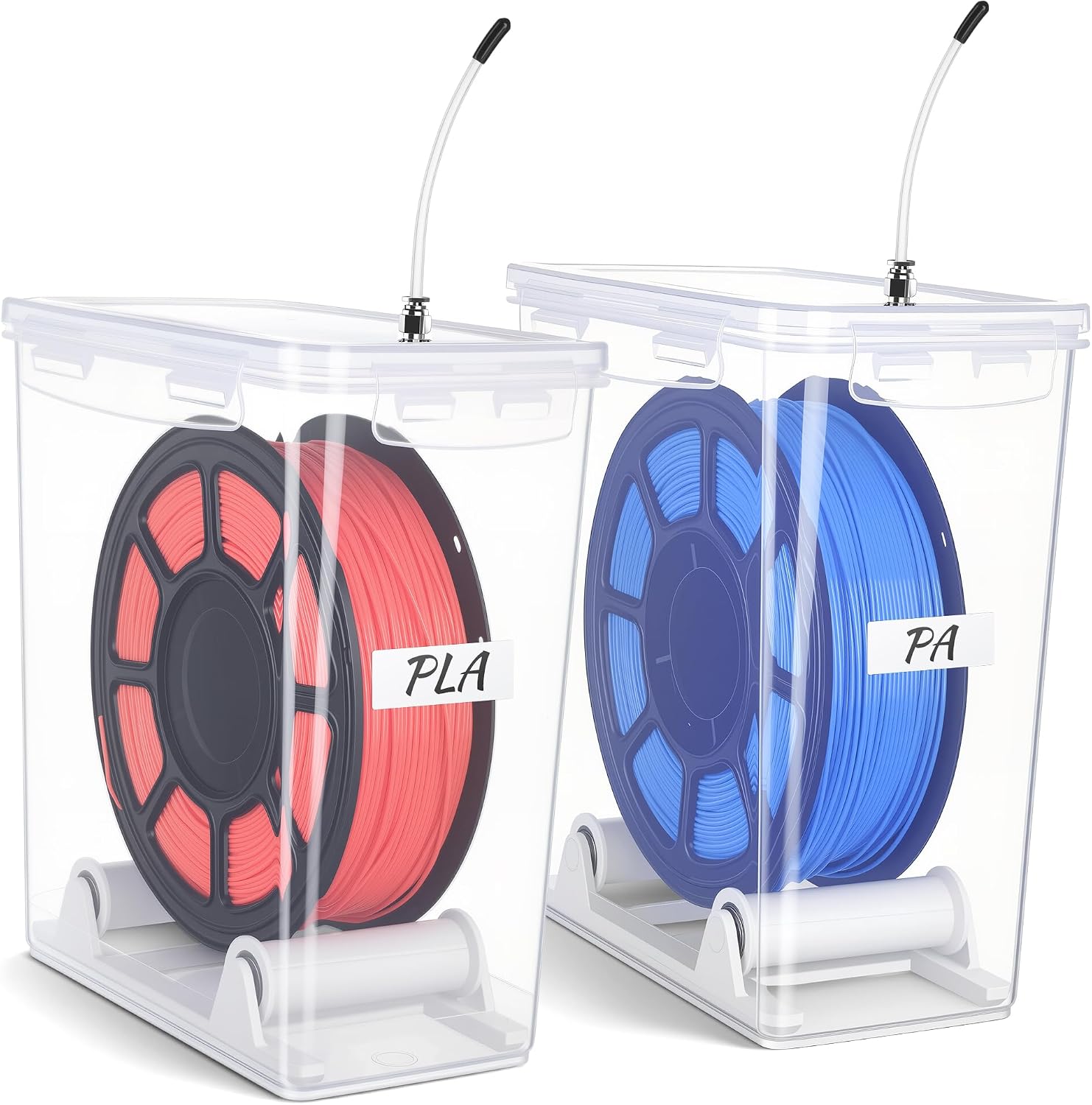 3D Printing Filament Storage Box, with Spool Holders(5.8L, 2 Pack) | air-Tight connectors Filament Dry Box for