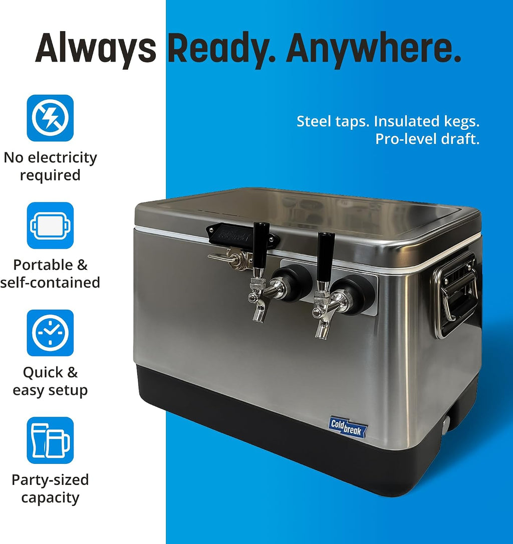 ColdOne Duo Portable Kegerator, (2) Two Gallon Kegs, Batch Craft Coctails, Easy Fill