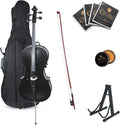 4/4 Full Size Cello Kit for Beginners, Spruce Top Acoustic Cello, Cello Kit with/Bow, Stand, Rosin, Bag, Stringed