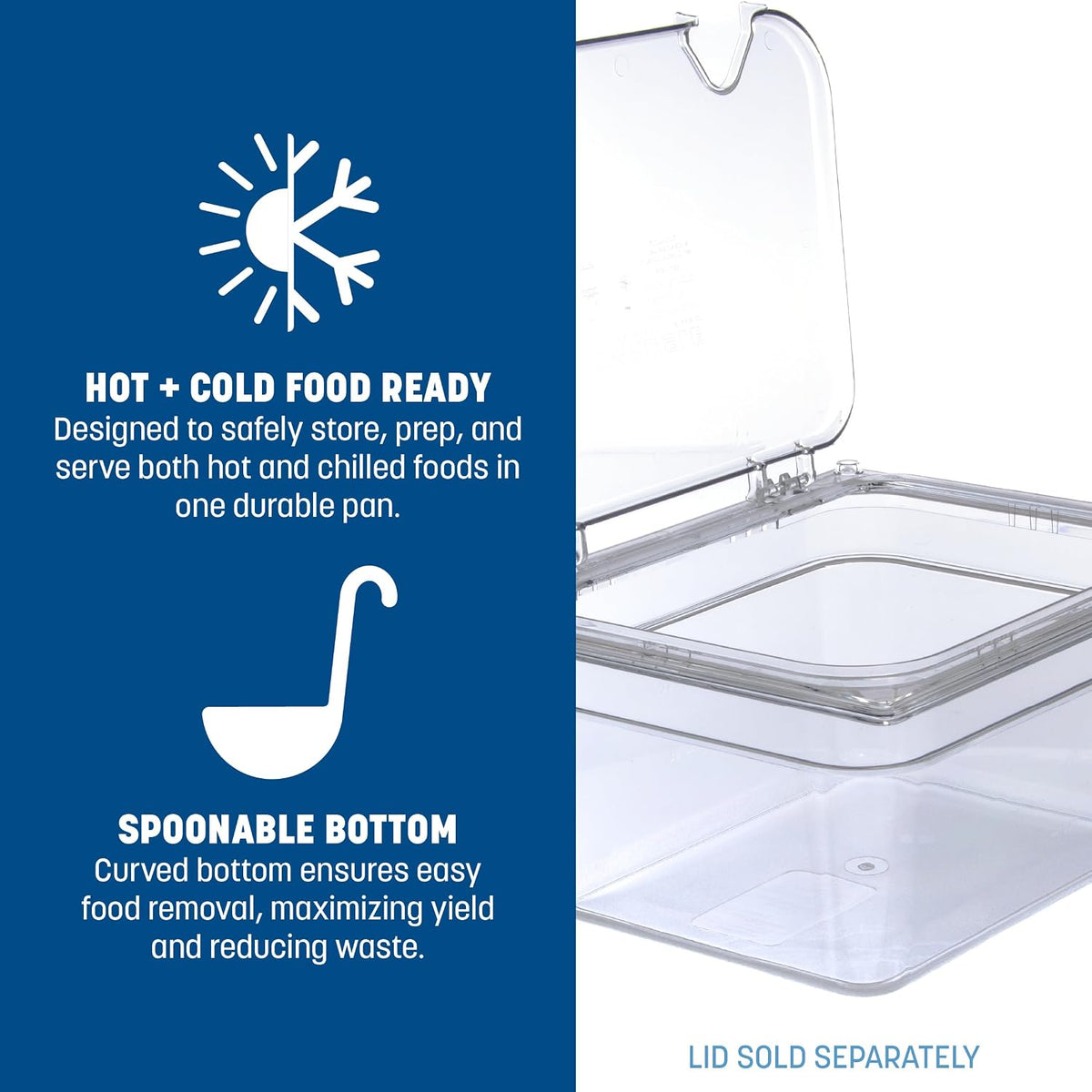 Storplus 1/2-Size Food Pan for Catering, Buffets, and Restaurants, Polycarbonate 6 Inches Deep, Clear
