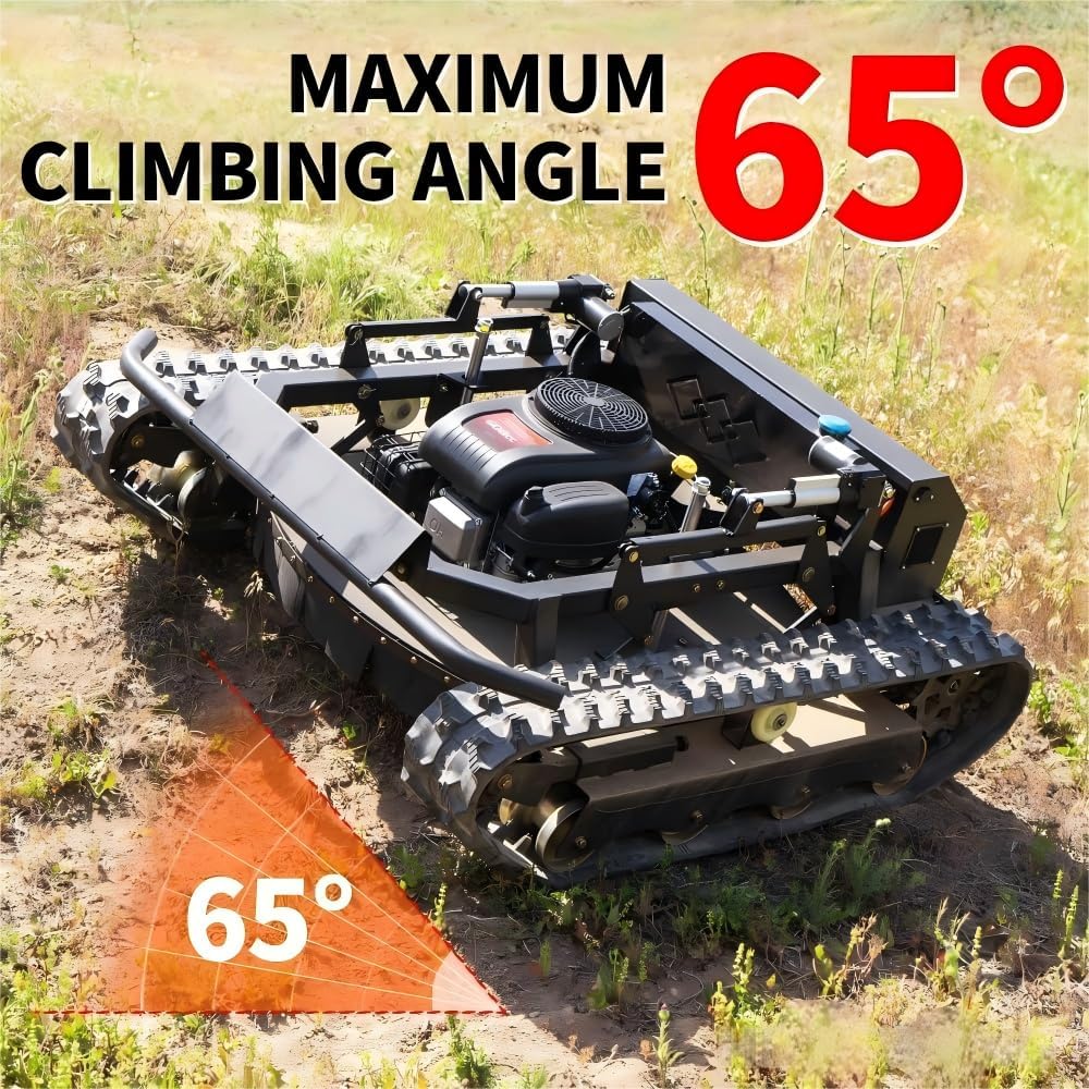 Remote-Controlled Robotic Lawnmower with A 22hp High-Horsepower Engine and a 48v Brushless Motor; an All-Terrain
