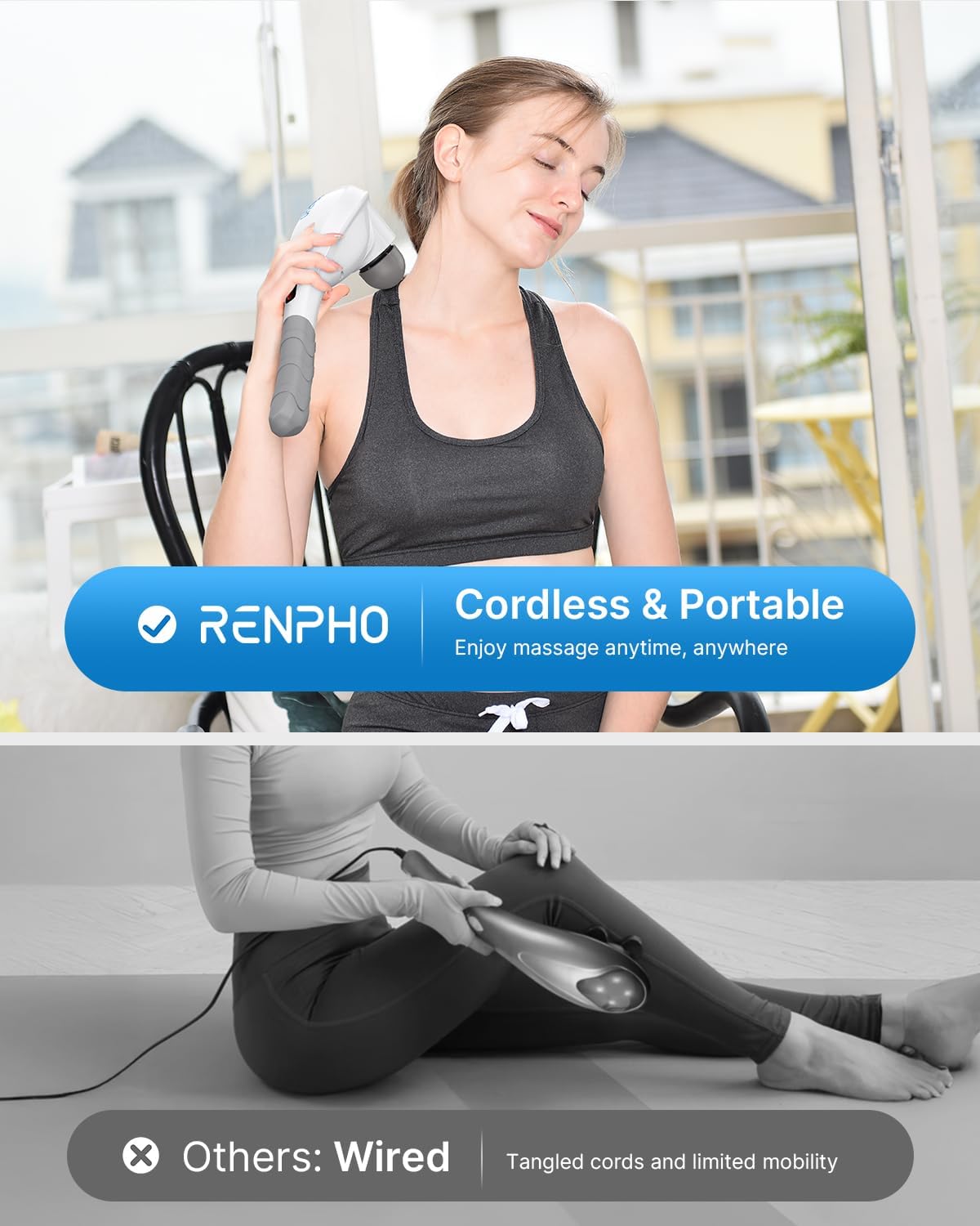 Rechargeable Handheld Back Massager with 5 Adjustable Speeds & Modes, Fathers Day Dad Gifts, Cordless Electric Neck