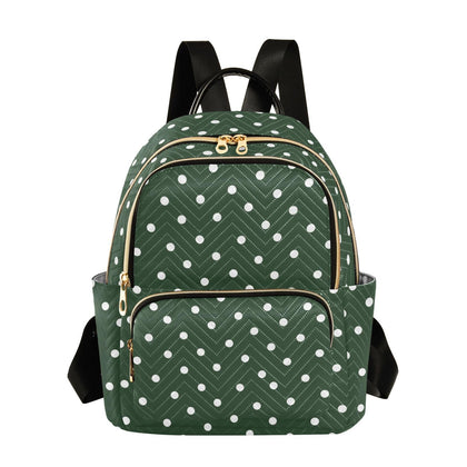 Green Polka Dots Pattern Small Backpack Purse for Women Travel Bag Fashion Daypack Back Pack Shoulder Bag