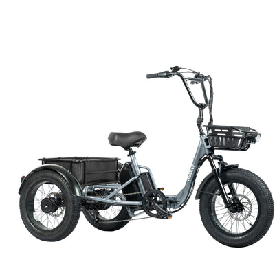 Creek Folding Electric Tricycle for Adults, 20MPH 80 Miles Fat Tire Electric Trike, 1000W 3 Wheel Electric Bike (with