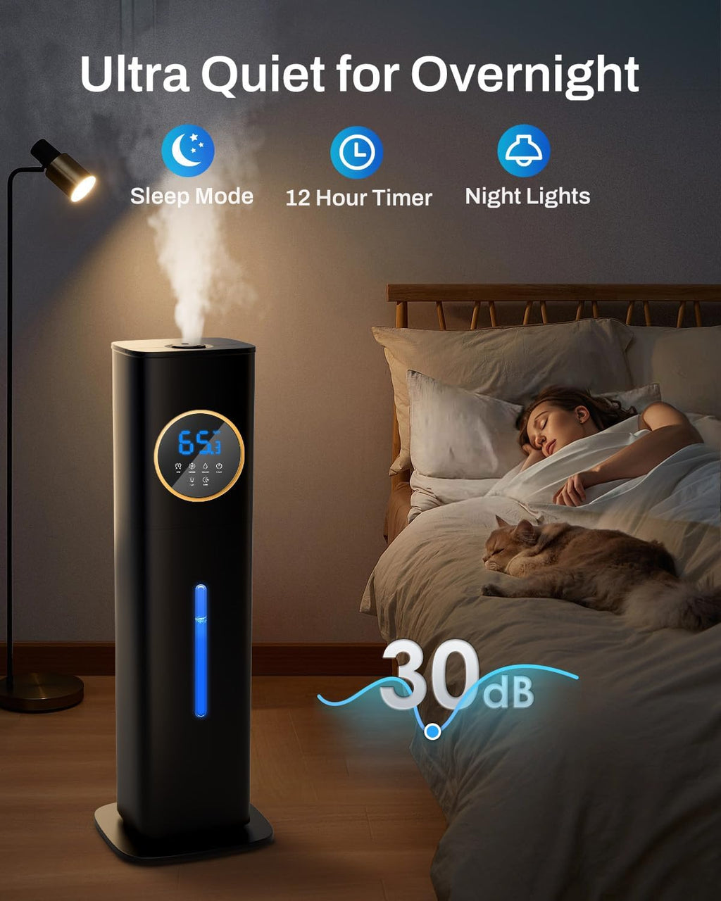 Humidifier Large Room Bedroom with Night Light, 2.1Gal(8L) Humidifiers for Home with Essential Oil Diffuser, Top Fill