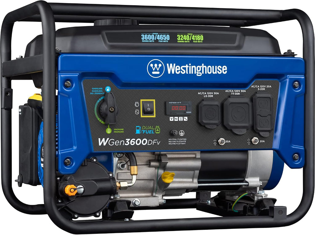 4650 Peak Watt Dual Fuel Portable Generator, RV Ready 30A Outlet, Gas & Propane Powered