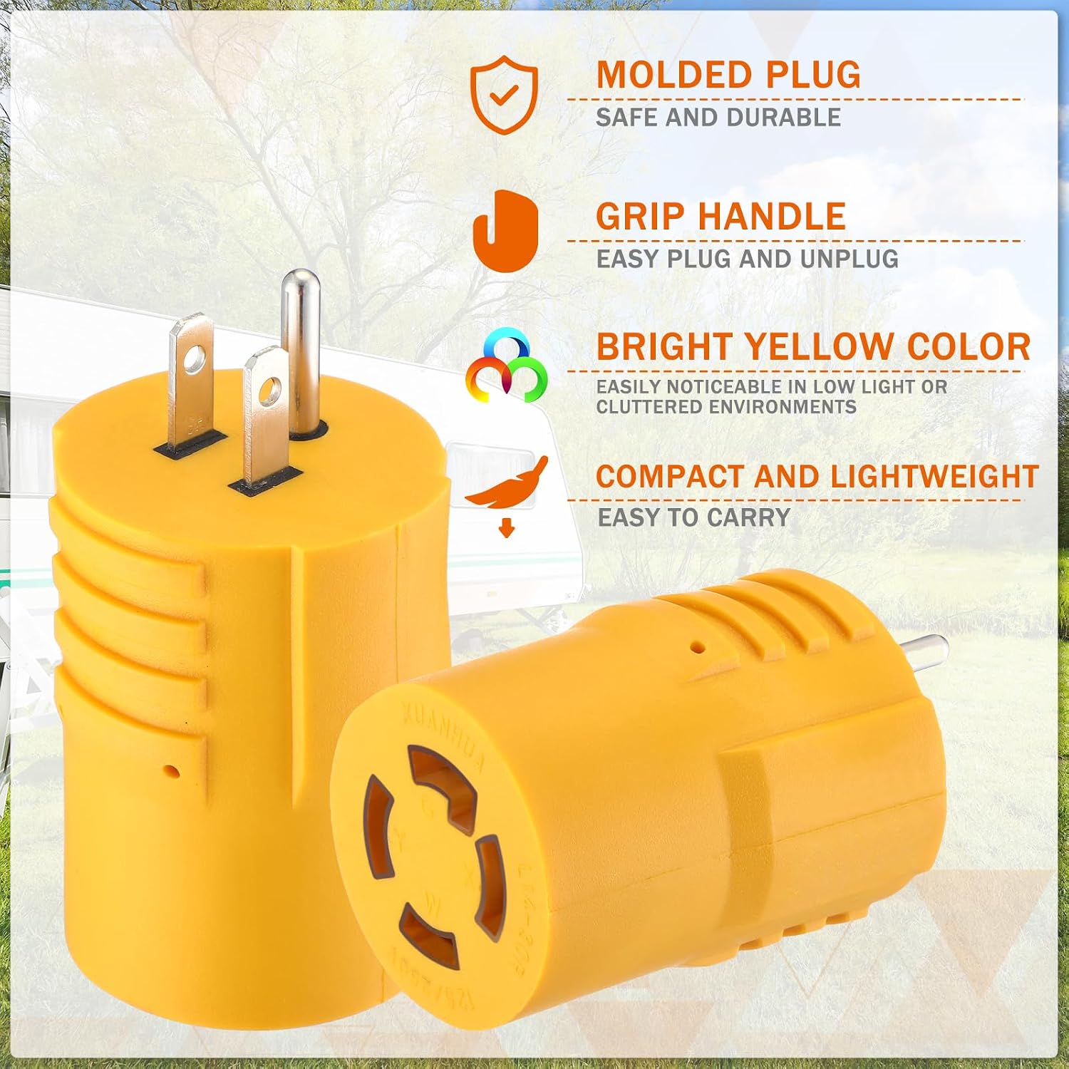 NEMA 5-15P to L14-30R Generator Transfer Switch Adapter 3 Prong Household 15Amp to 4 Prong Generator Lock 30Amp