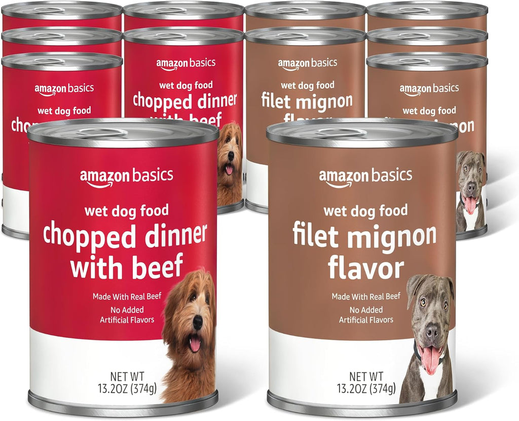 Chopped Ground Dinner Wet Dog Food Variety Pack, Filet Mignon Flavor and with Beef, Made with Natural Ingredients