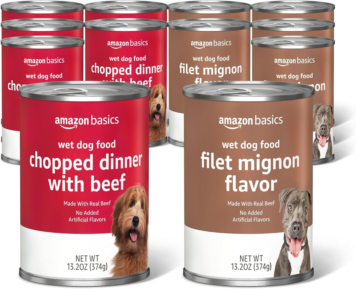 Chopped Ground Dinner Wet Dog Food Variety Pack, Filet Mignon Flavor and with Beef, Made with Natural Ingredients