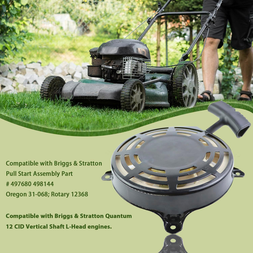 KIKITE 497680 Recoil Starter Compatible with Briggs and Stratton 497680 Pull Start Assembly 498144 Rwind Starter Toro Troy Bilt Tb210 TB230 Lawn Mower Pull Start Replace 190cc 725EX