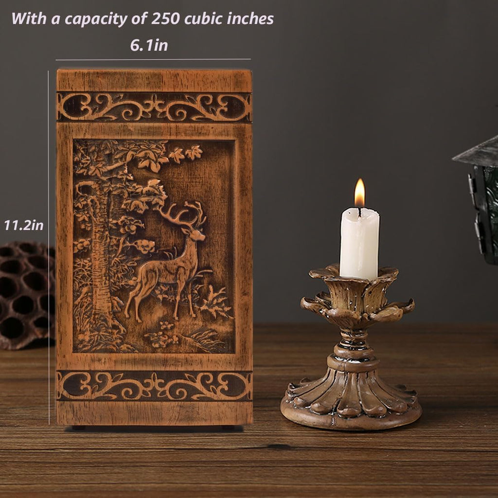 Wooden Cremation Urn for Human Wood Ashes Decorative Box Funeral Urns for Adult Male Female with Satin Bag Burial or