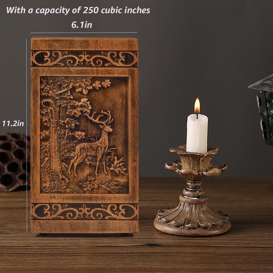 Wooden Cremation Urn for Human Wood Ashes Decorative Box Funeral Urns for Adult Male Female with Satin Bag Burial or