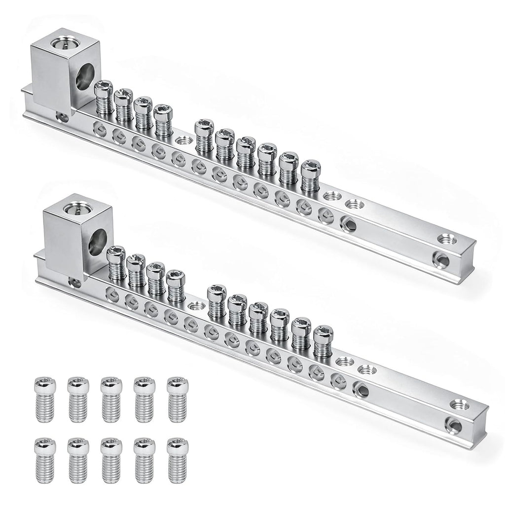 2SET Ground Bar Kit Fitted with 10 Terminal Block Positions/Earthing Bolts