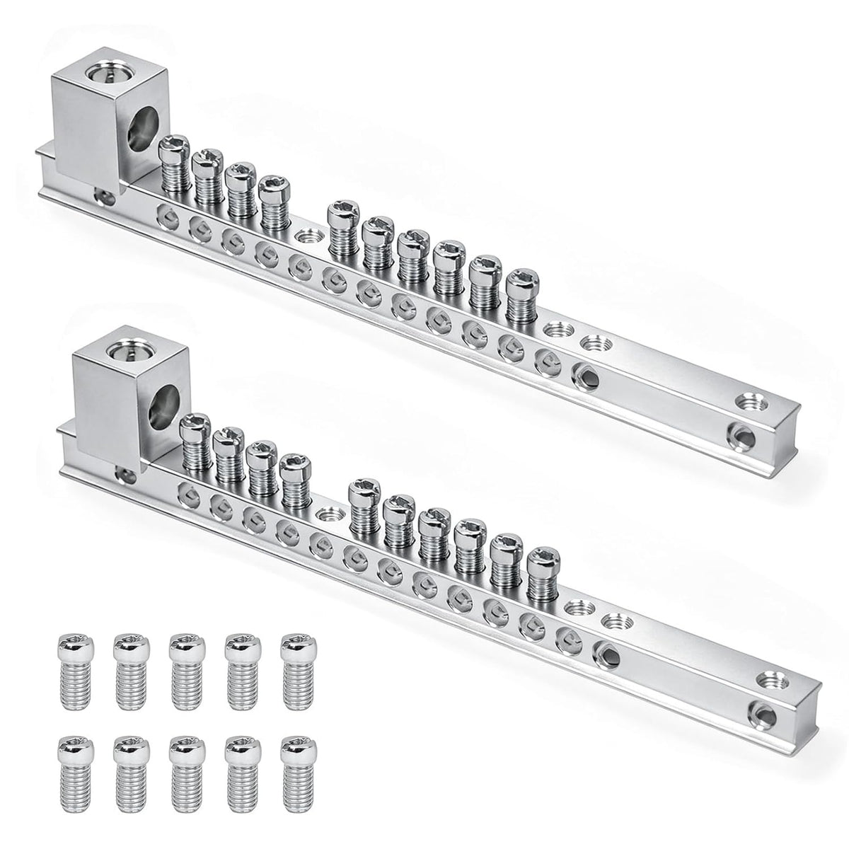 2SET Ground Bar Kit Fitted with 10 Terminal Block Positions/Earthing Bolts