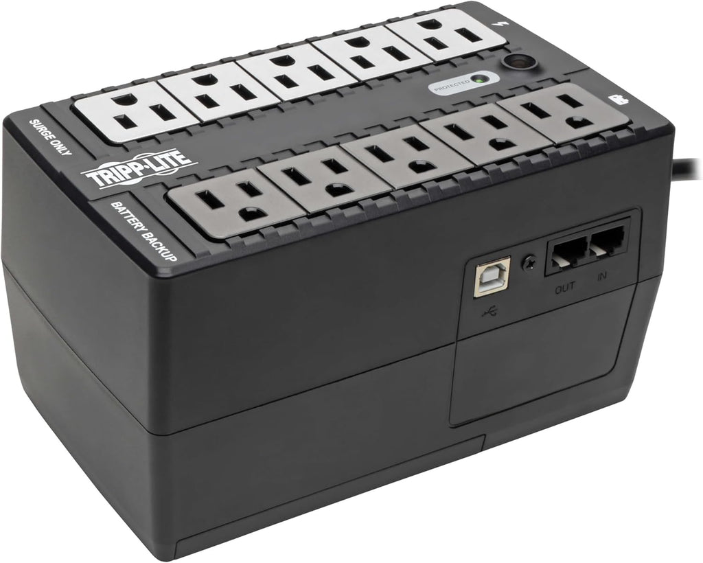 Eaton Tripp Lite INTERNET550U 550VA UPS 300W Battery Backup Surge Protector | 10 Outlets, Replaceable Battery, 5ft